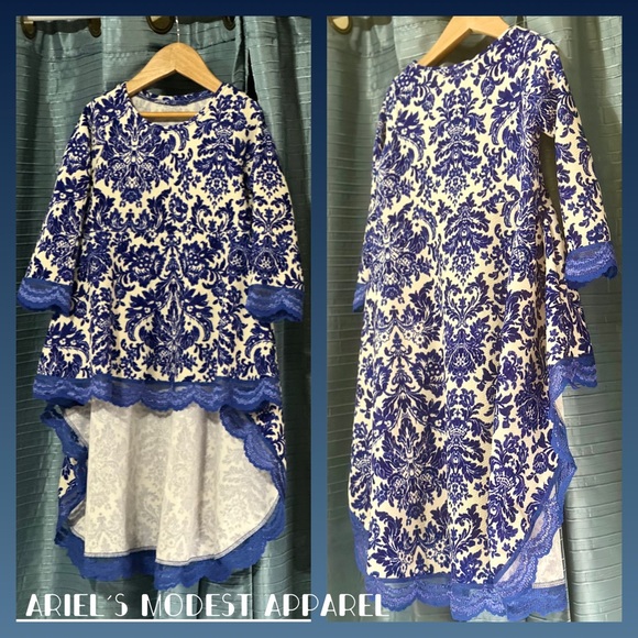 FOR SALE Girls Damask High Lo Top Size 10 - Picture 2 of 3